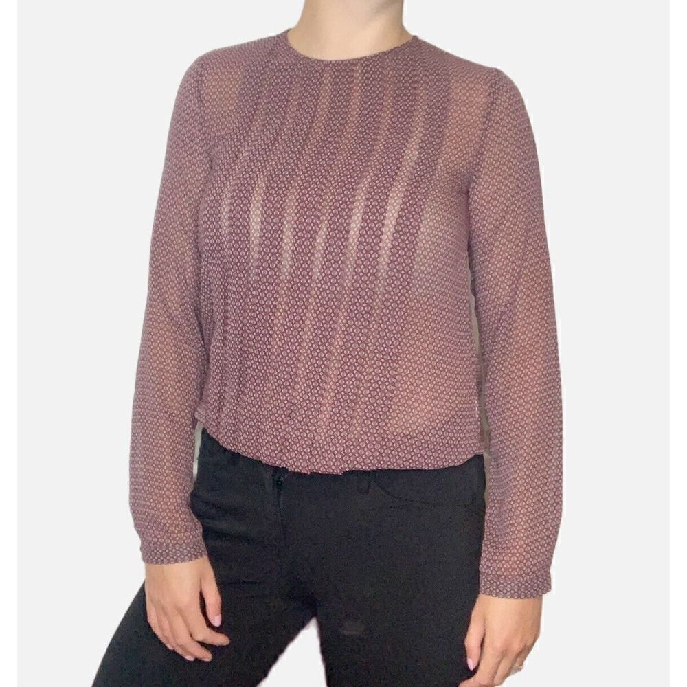 Seidensticker Blouse Women’s Long Sleeve Maroon Pleated Front Top Size 34 Small - Picture 2 of 12